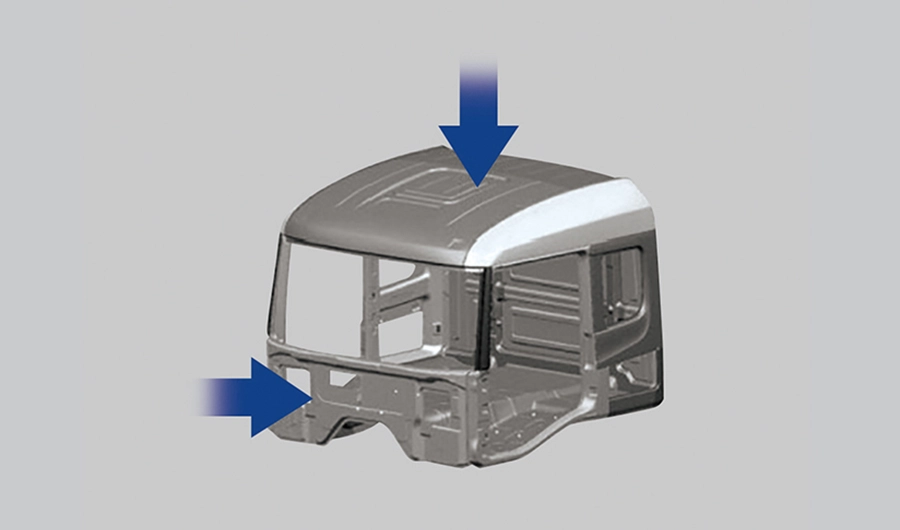 Cab with high stiffness