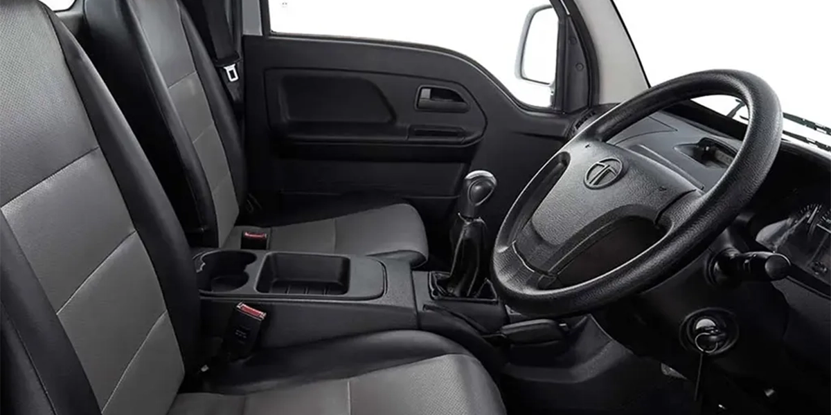 Interior cabin view of a Tata Super Ace mini truck