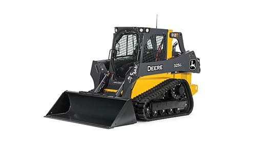 John Deere compact track loader with front bucket and rubber tracks