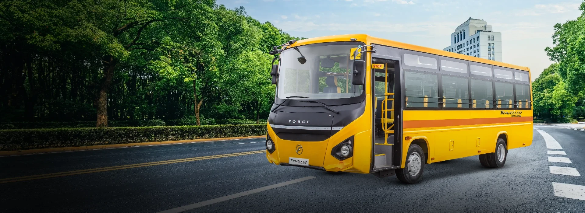 Force Monobus school bus passenger transport vehicle for commercial fleet.