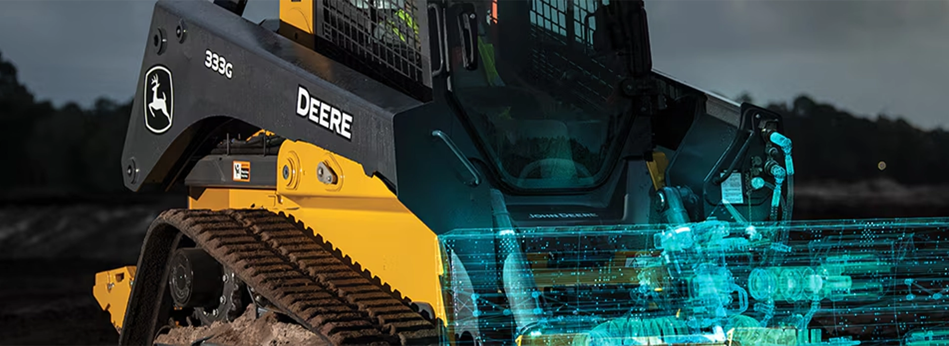 John Deere compact track loader with advanced machine technology and digital system visualization